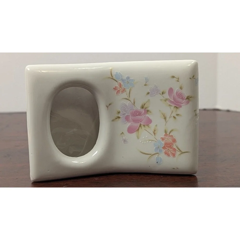 Vintage Shiah Yih ROC Porcelain Floral Picture Frame Pink Roses Taiwan 5x3.5